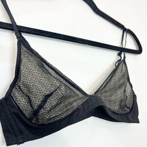 NEIWEI black beige mesh wireless bra M